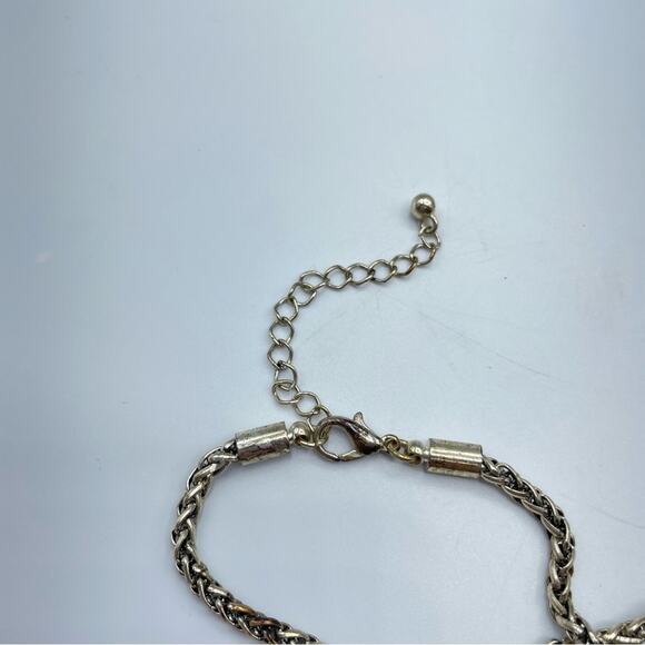 Silver Tone Pendant Necklace Round Unmarked Heavy - Picture 6 of 7